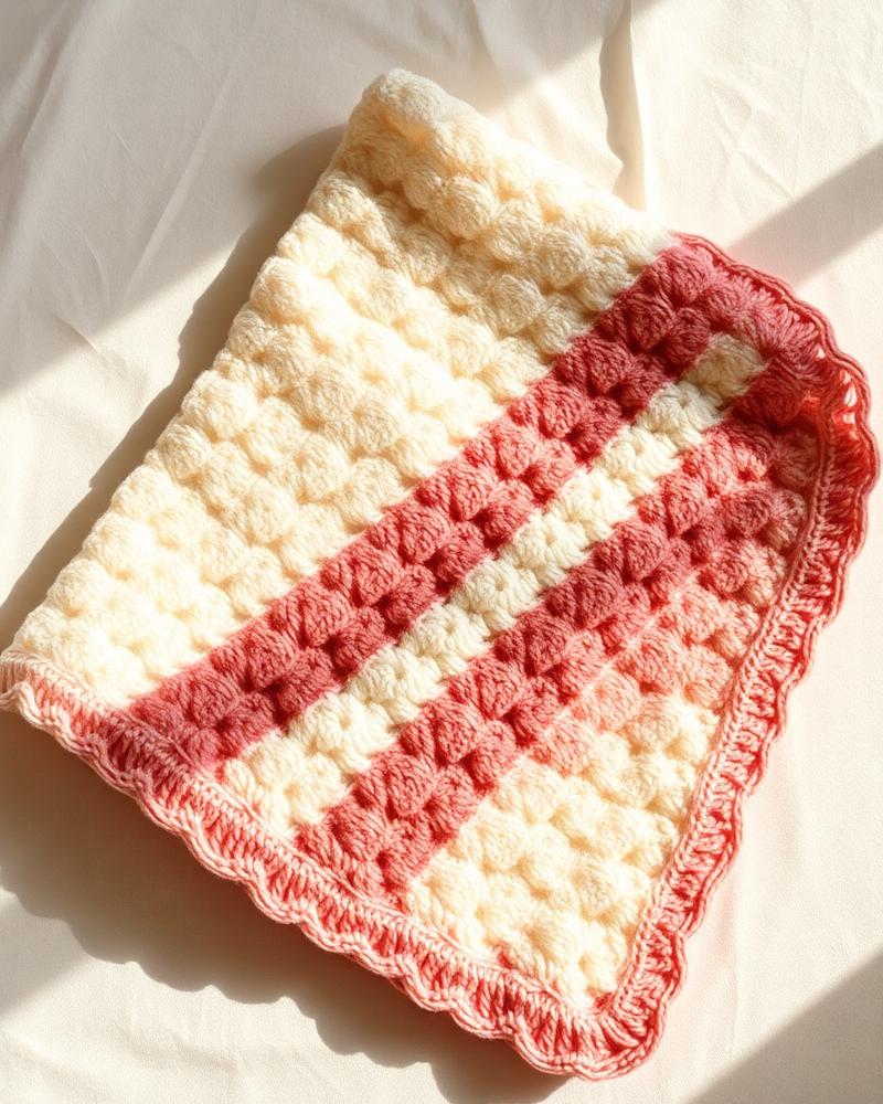 Cream and rose baby afghan